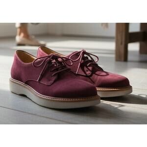 Samuel Hubbard Womens Size M US 6 EU 36 Burgundy Suede Lace-Up Oxford Shoes